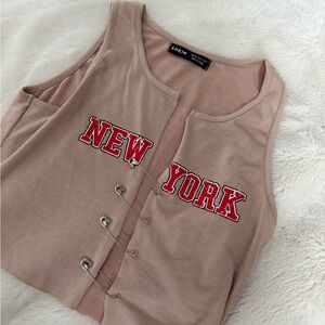 SHEIN Tan New York Graphic Tank Top
